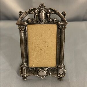 Vintage Pewter Picture Frame Ornate Art Nouveau Empire Columns Floral Tabletop